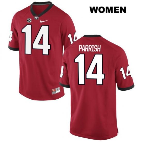 Women's Georgia Bulldogs NCAA #14 Malkom Parrish Nike Stitched Red Authentic College Football Jersey FPG2654NS